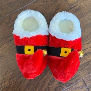 Kids M (13-1) Santa Slippers with Jingle Bells